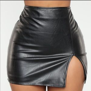 Black faux leather mini skirt